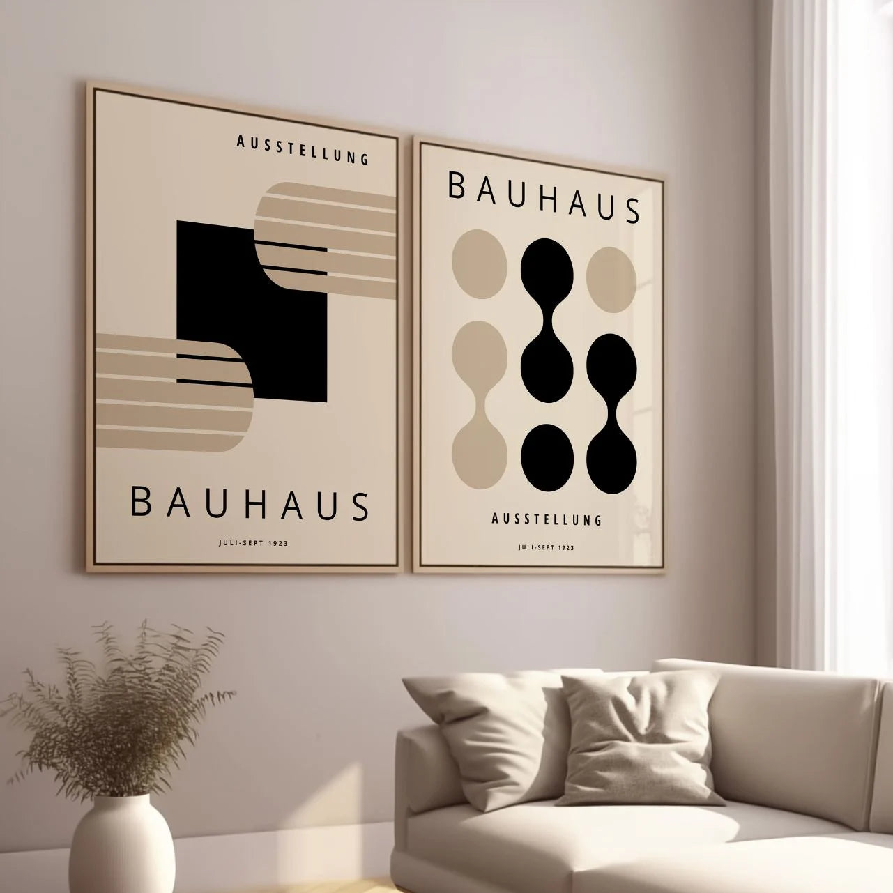 Bauhaus Geometrie Beige – Set van 2 posters