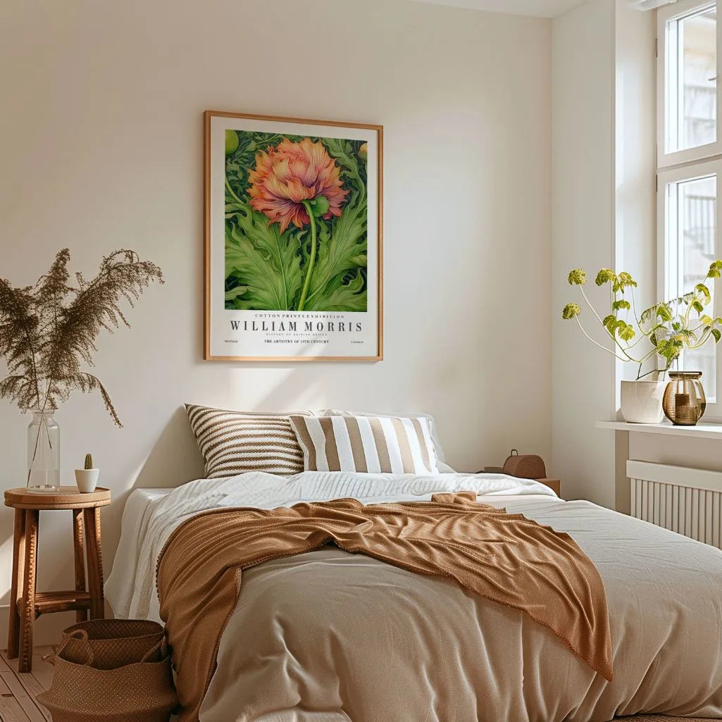 Poster – Groen-Oranje Bloemmotief