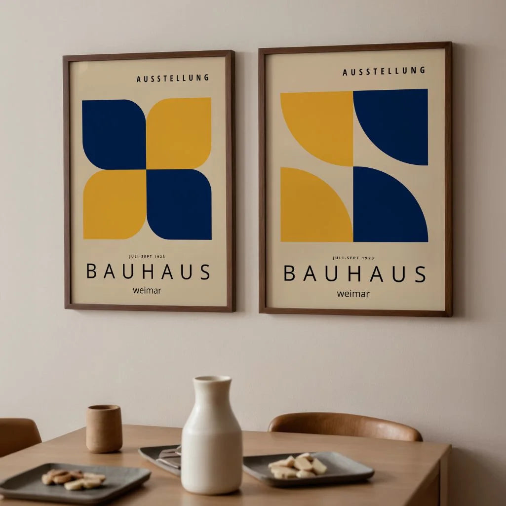 Bauhaus Navy Geel – Set van 2 posters