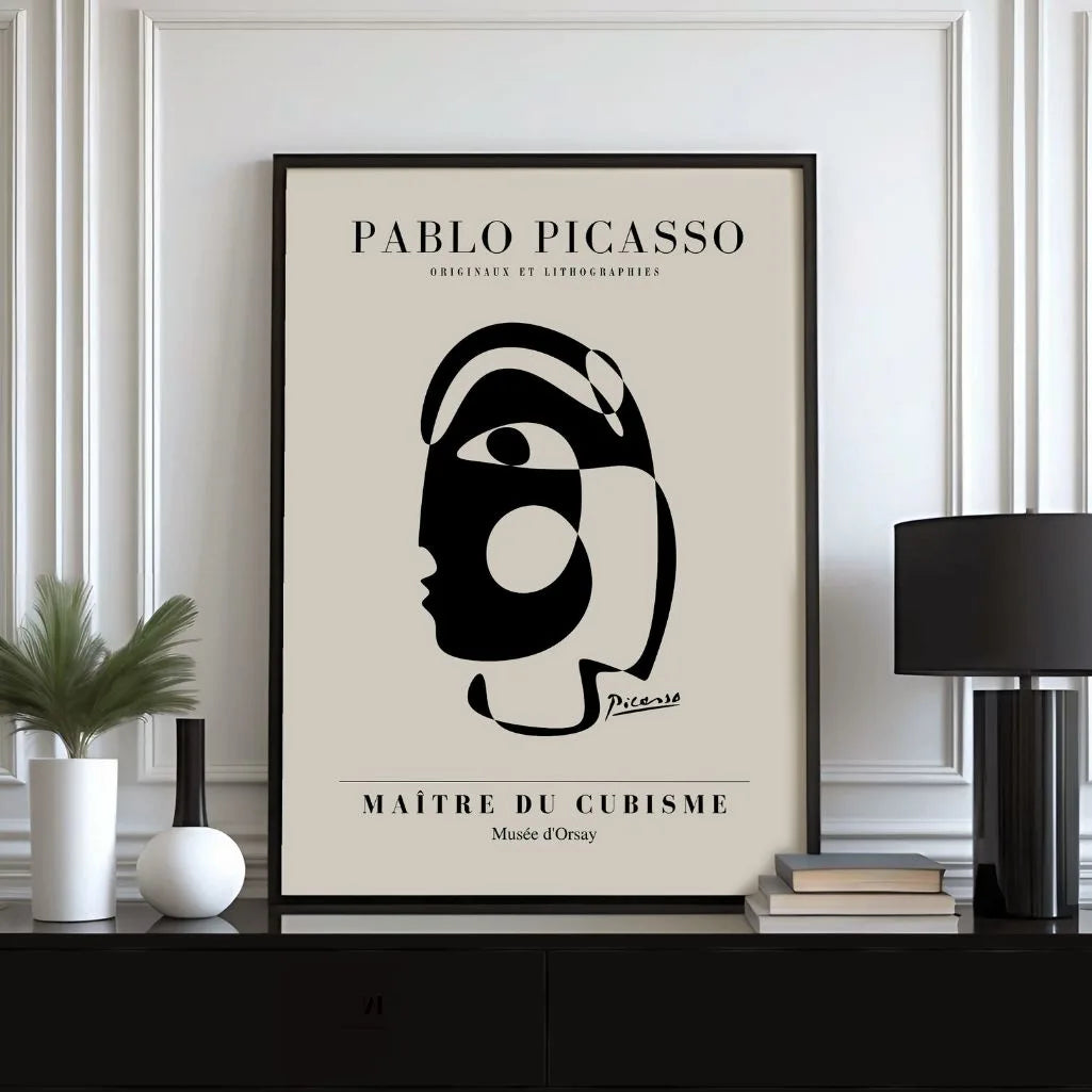 Picasso-Inspired Geometric Face Poster