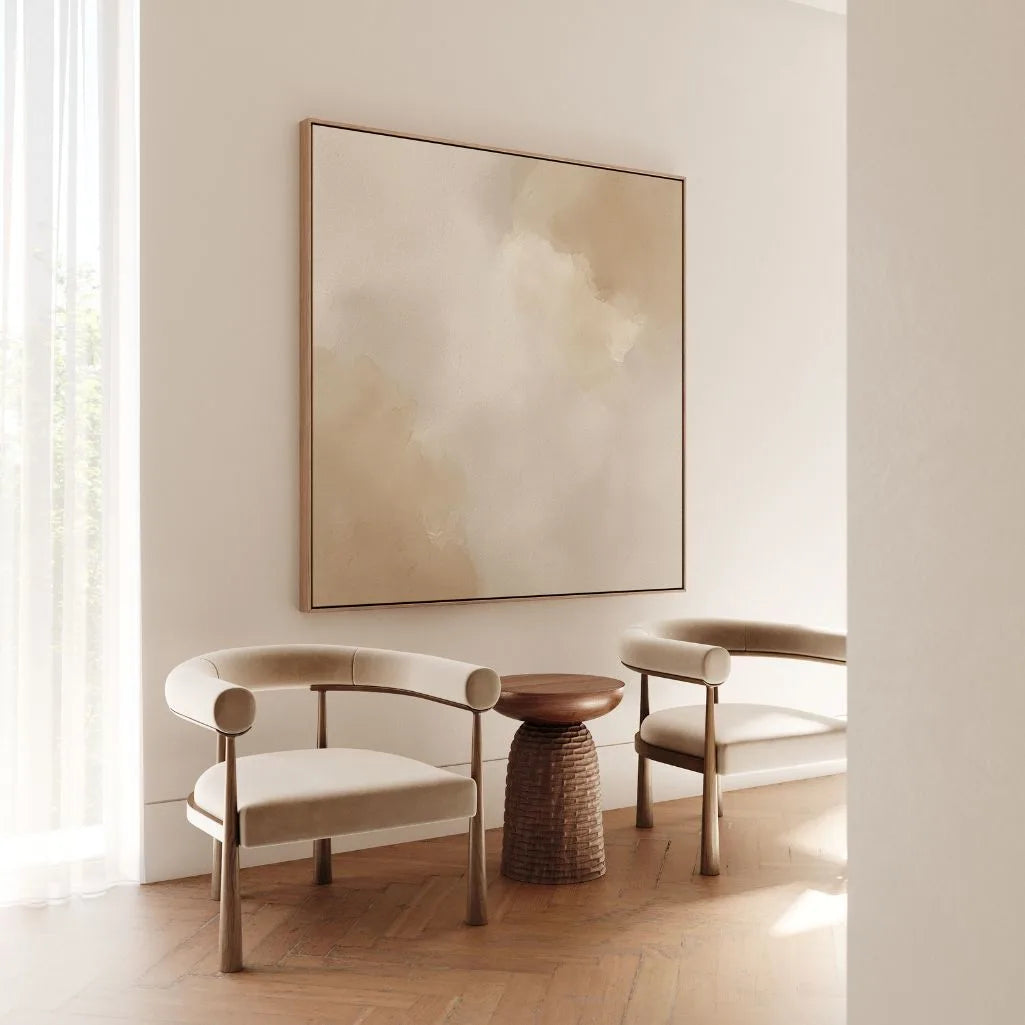 Ingelijst canvas – Beige abstract