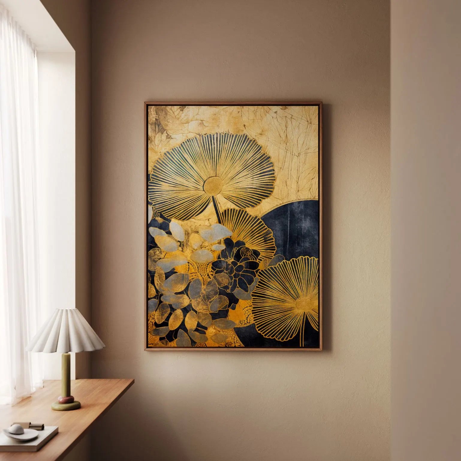 Ingelijst canvas - Gouden bladeren