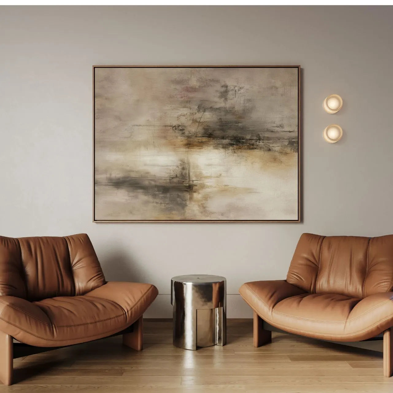 Ingelijst canvas Beige Materie