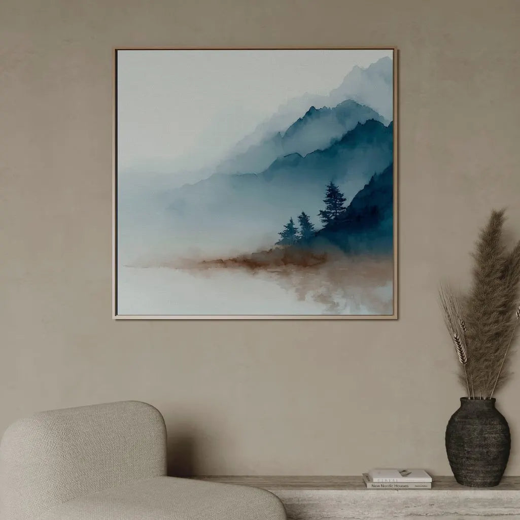 Ingelijst canvas – Mist over de bergen