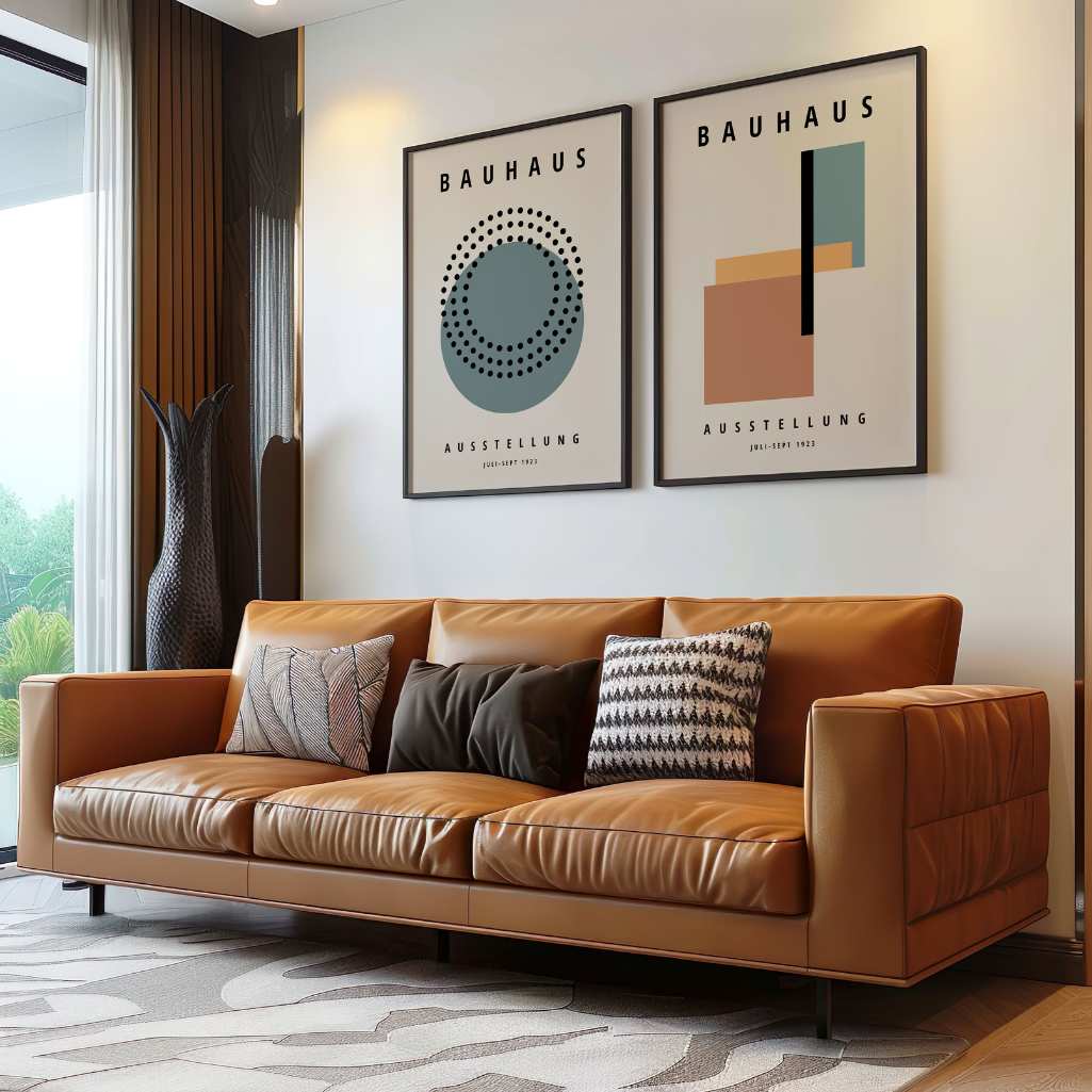 Bauhaus Groen Terracotta Balans – Set van 2 posters