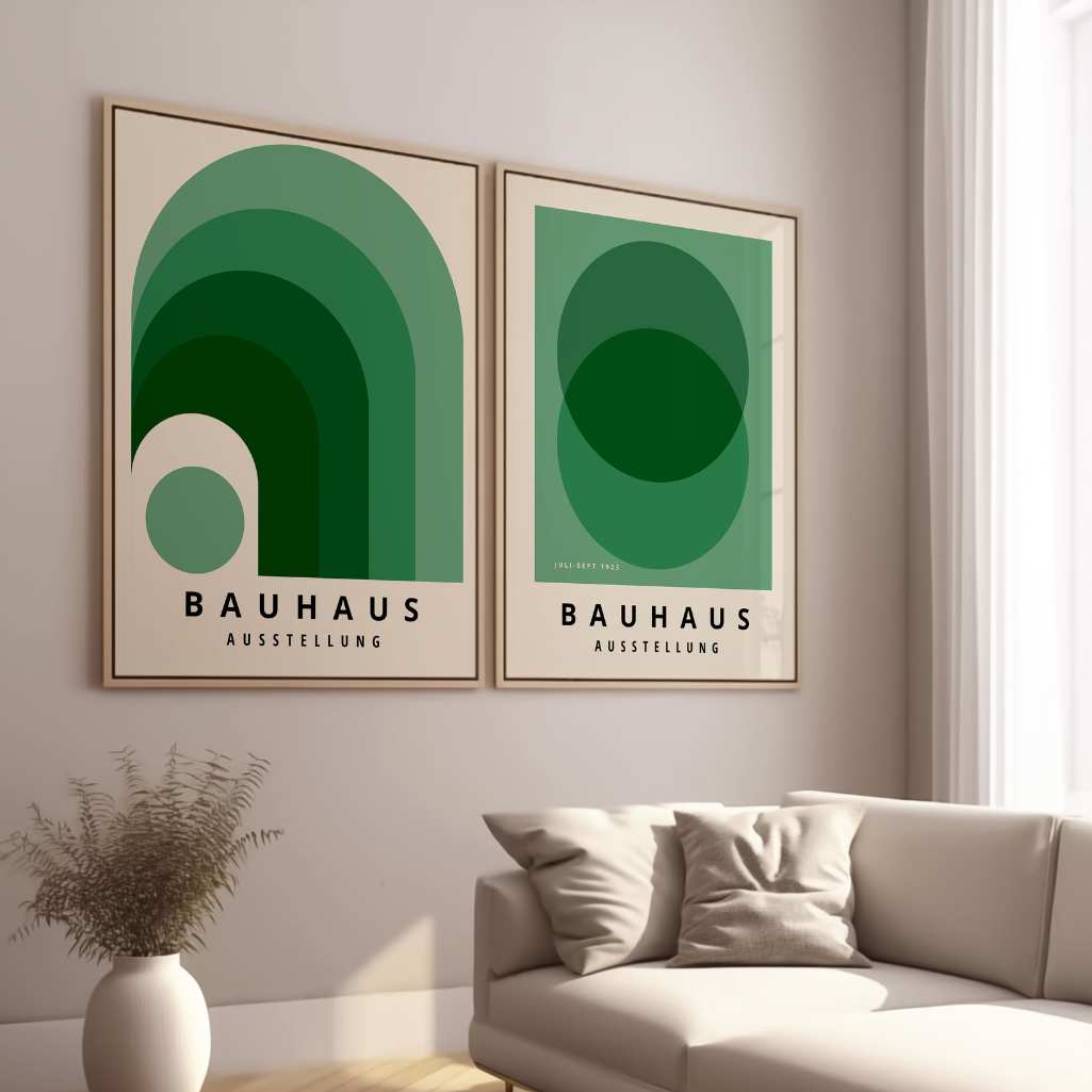 Bauhaus Groen Harmonie – Set van 2 posters