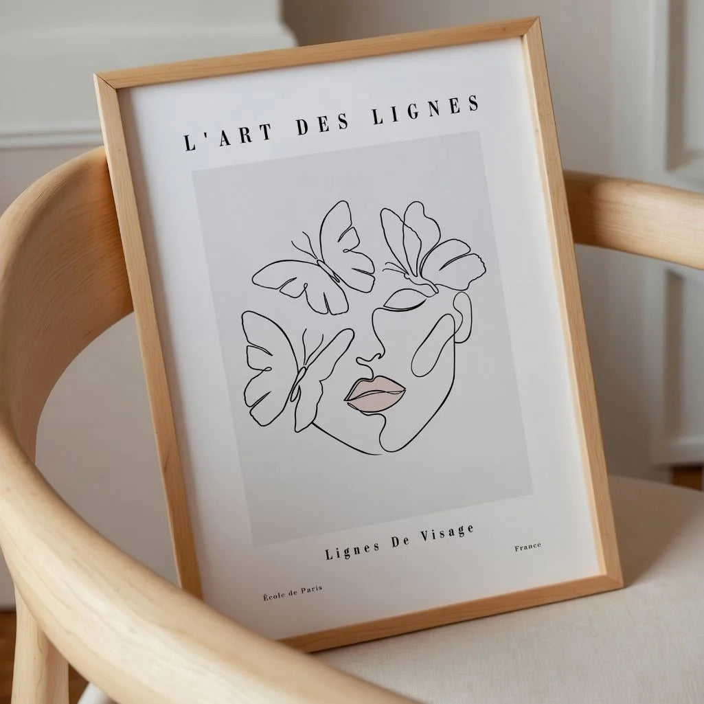 Poster – Gezicht met vlinders