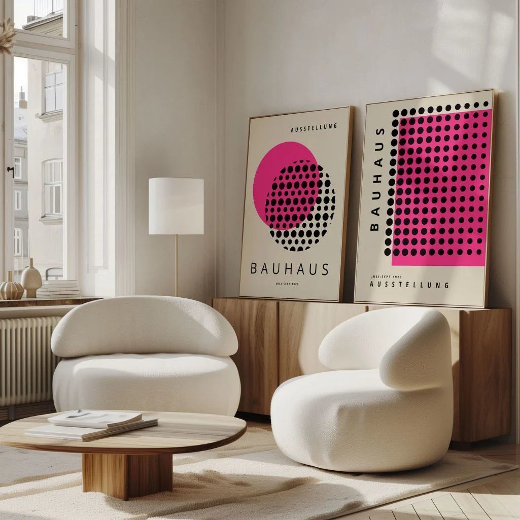 Bauhaus Roze Zwart Duo – Set van 2 posters