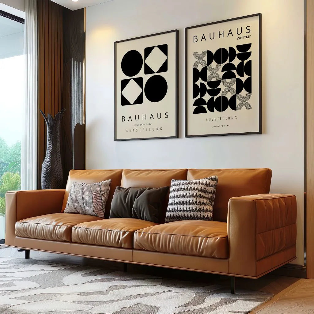 Bauhaus Geometrie – Set van 2 posters,beige