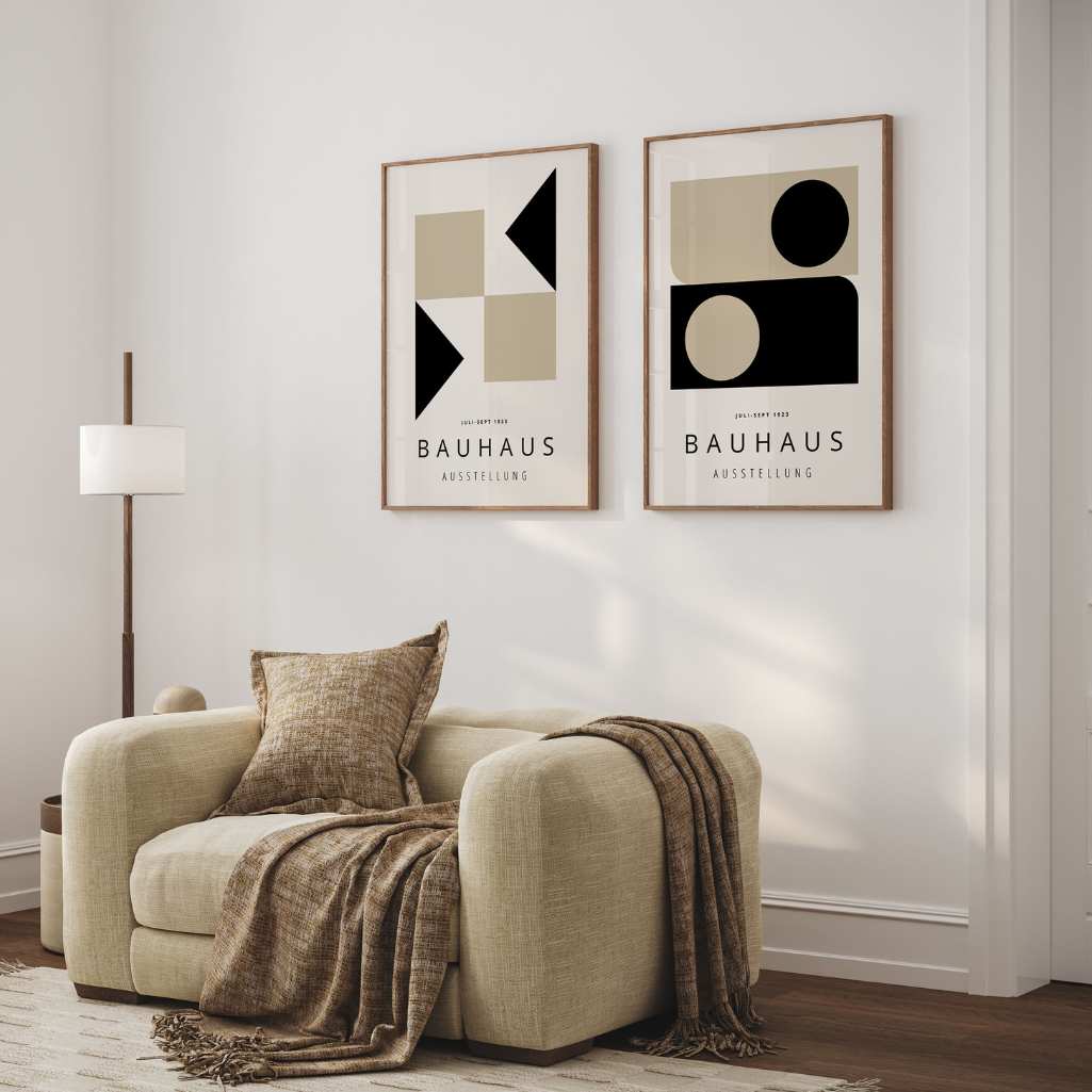 Bauhaus Beige Zwart Balans – Set van 2 posters