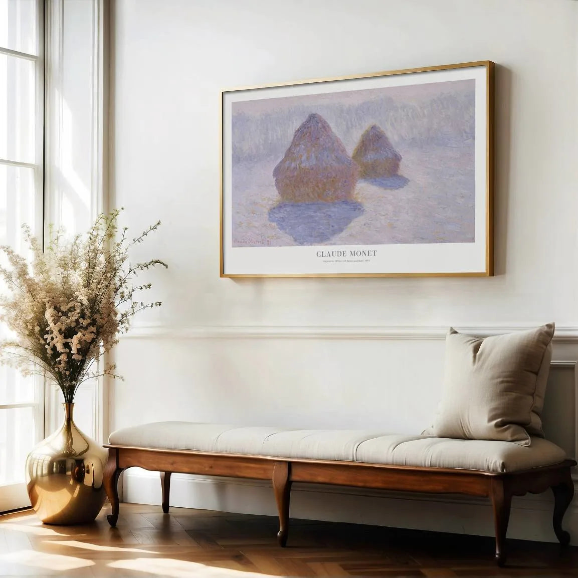 Claude Monet Poster – Hooibergen, sneeuw en zon