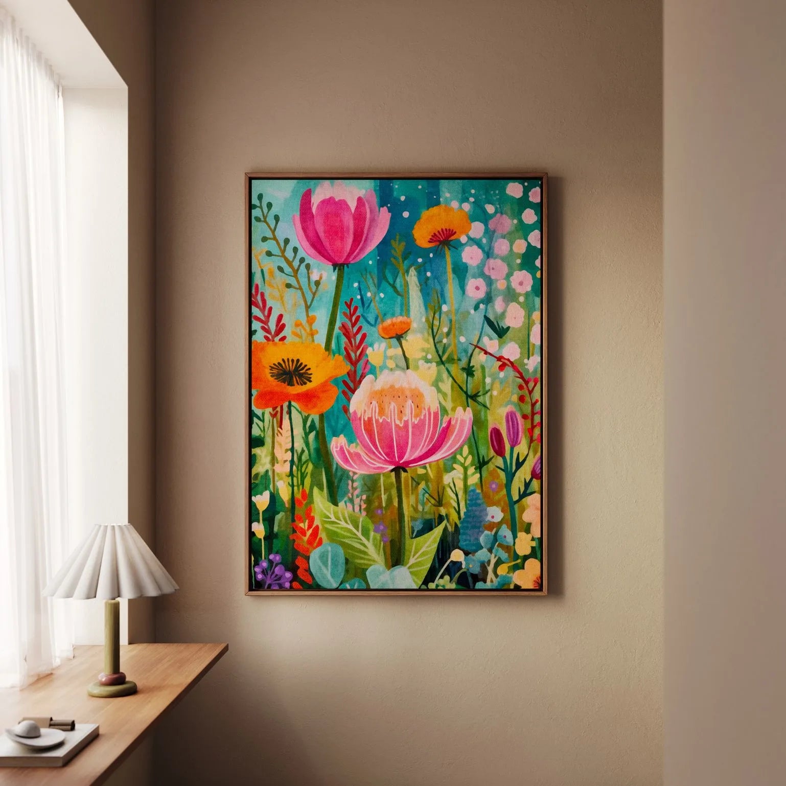 Ingelijst canvas – Florale dans