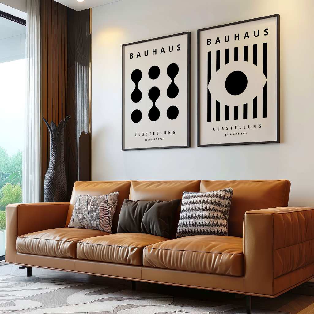 Bauhaus Zwart Beige Contrast – Set van 2 posters