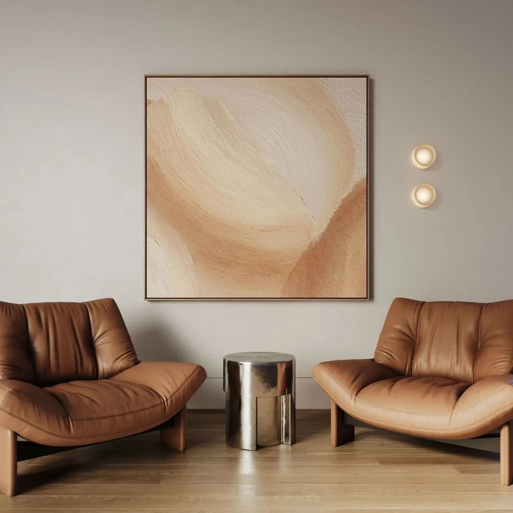 Ingelijst canvas – Beige golven