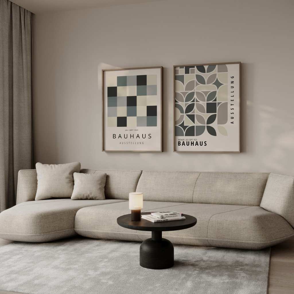 Bauhaus Grijs Beige – Set van 2 posters