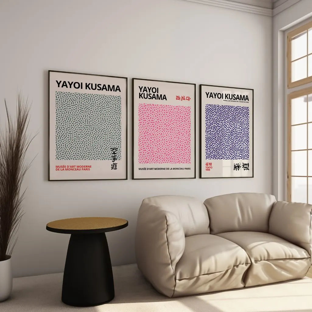 Abstract Pattern Art Prints Set of 3 - Japanese Inspired Minimal Wall Art