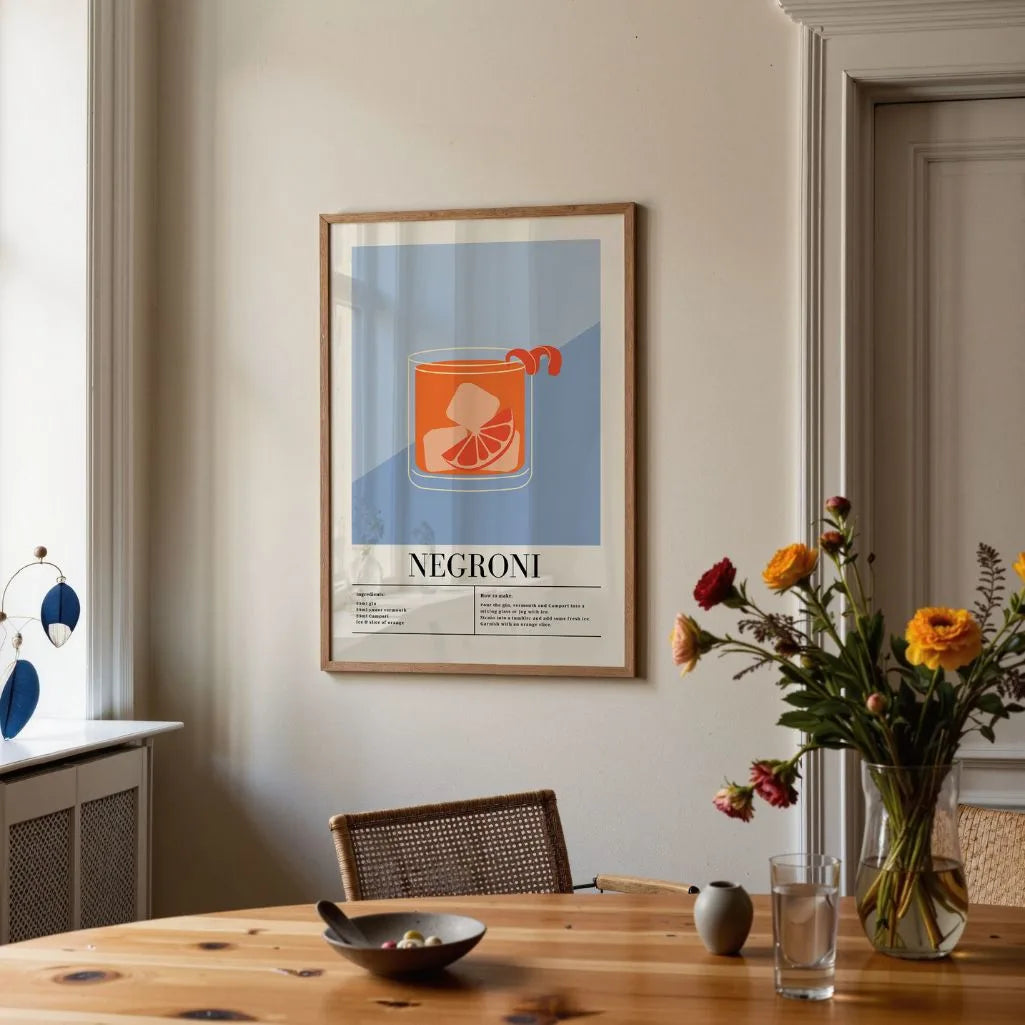 Negroni cocktail illustratie poster
