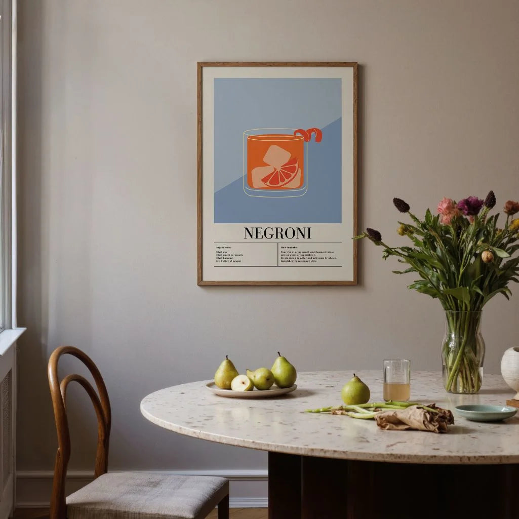 Negroni cocktail illustratie poster