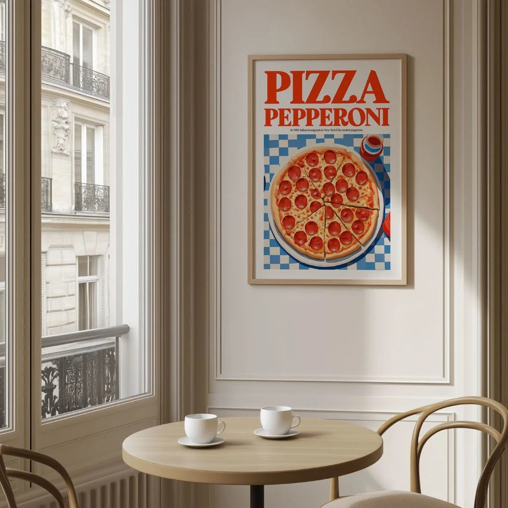 Pepperoni  illustratie Pizza Poster