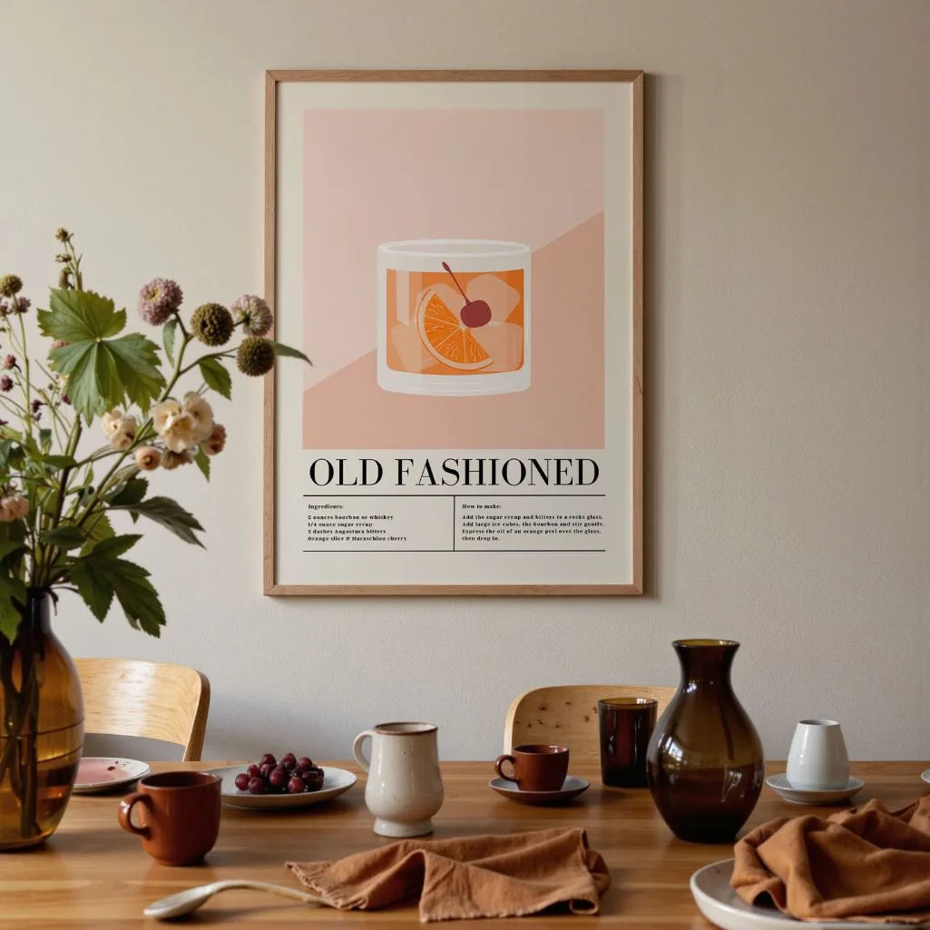 Old Fashioned Cocktail illustratie poster
