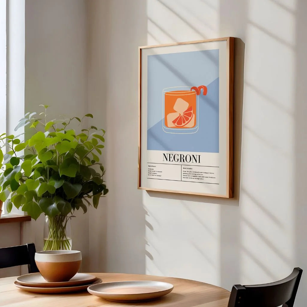 Negroni cocktail illustratie poster