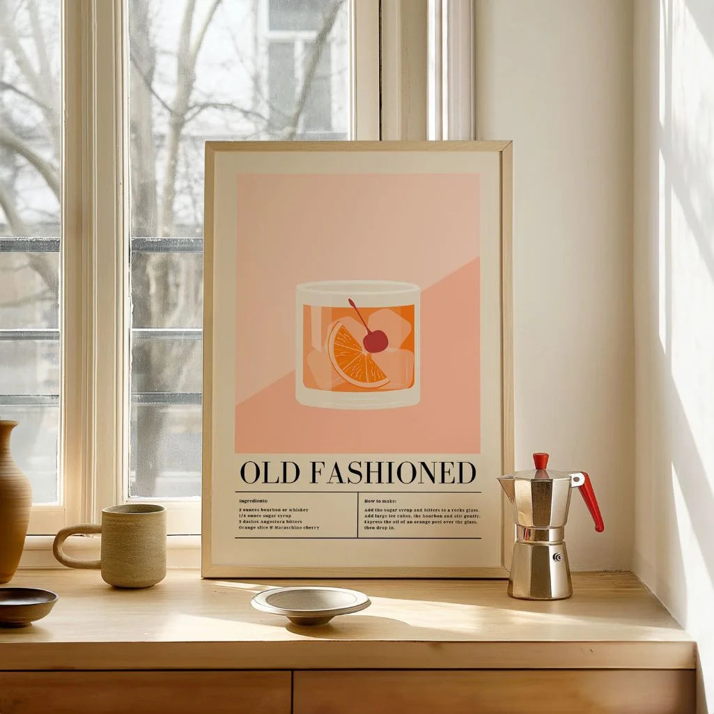 Old Fashioned Cocktail illustratie poster