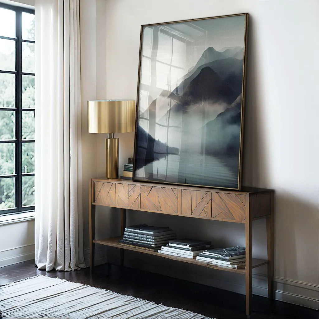 Misty Mountains Over Lake Poster