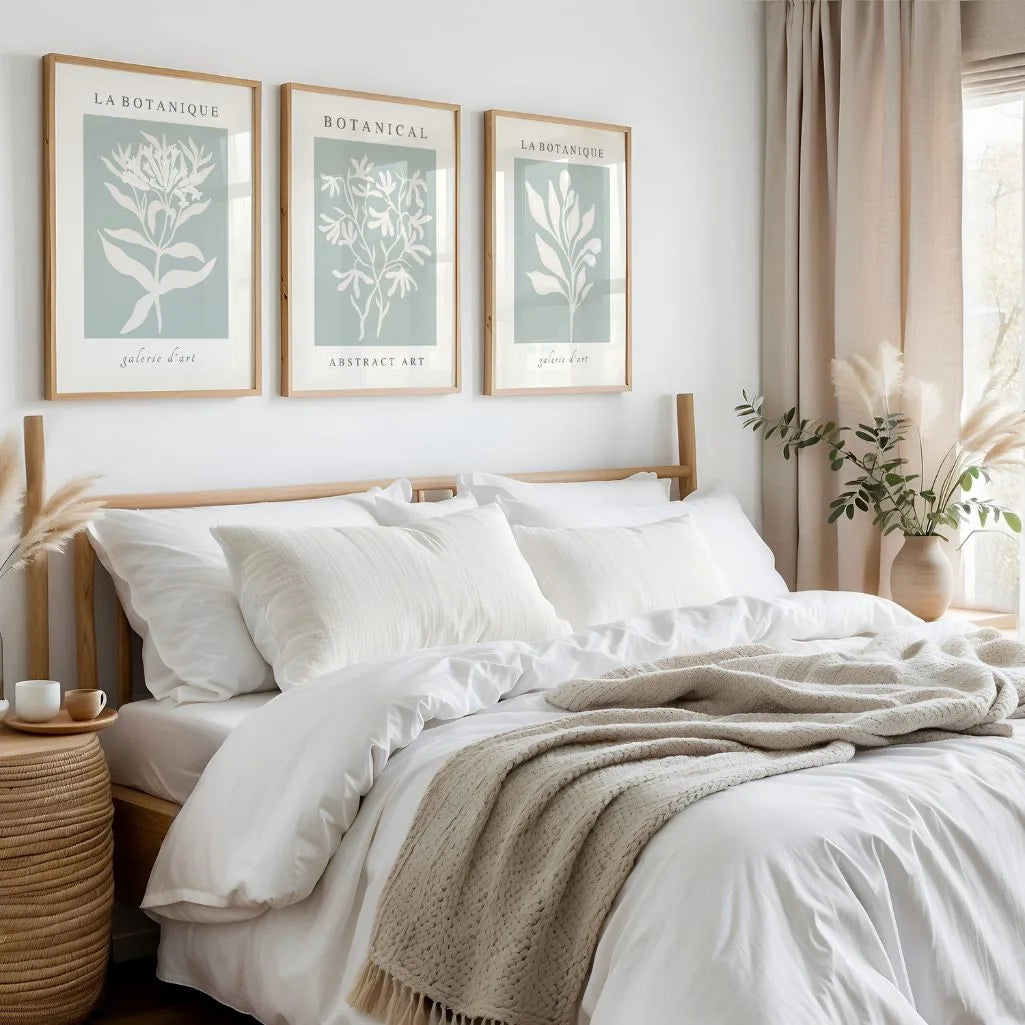sage green abstract botanical poster set wall art for gallery wall decor