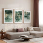 Elegant abstract wall decor set in green and gold tones