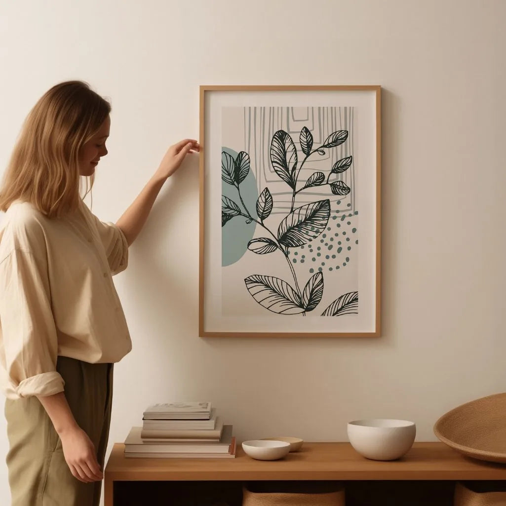 abstract leaves line art poster gallery wall contemporary art