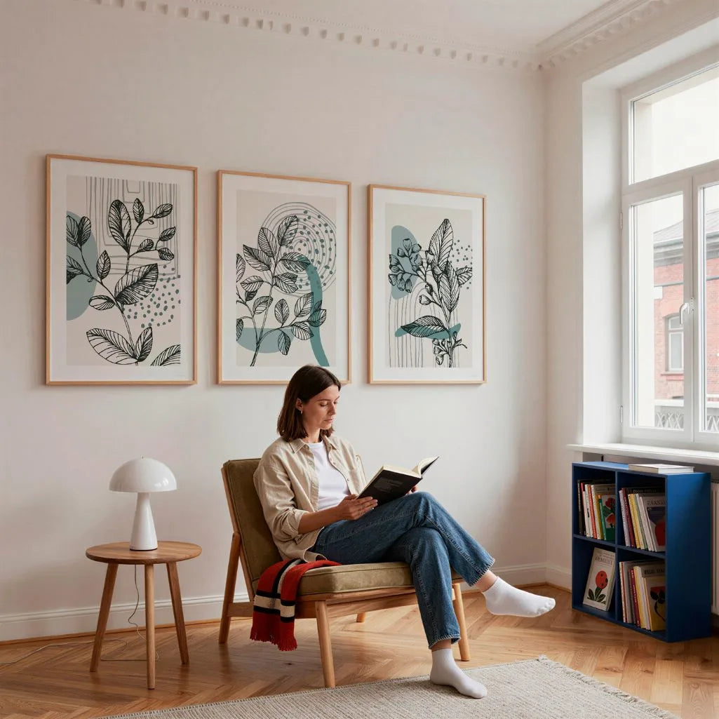 line art botanical poster set wall art for modern home