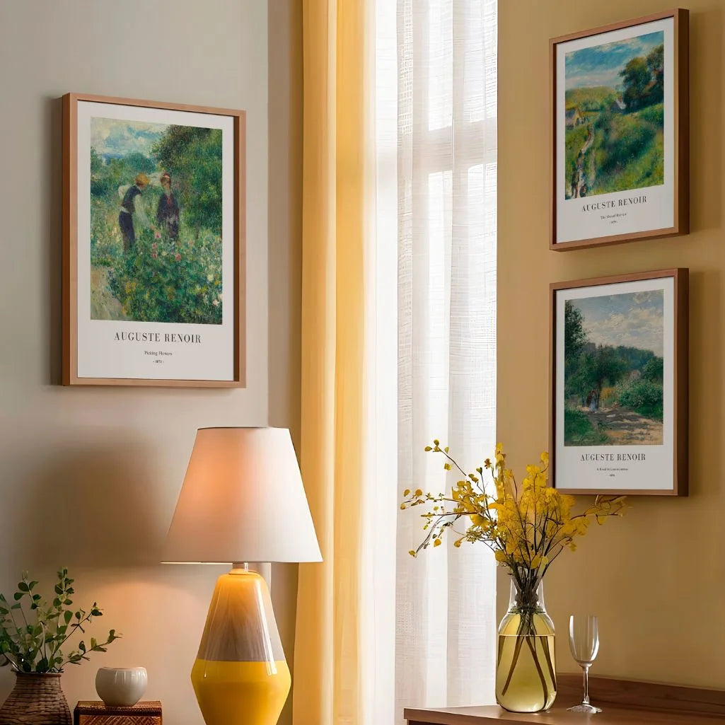 Auguste Renoir impressionist poster set showing garden life and countryside scenes