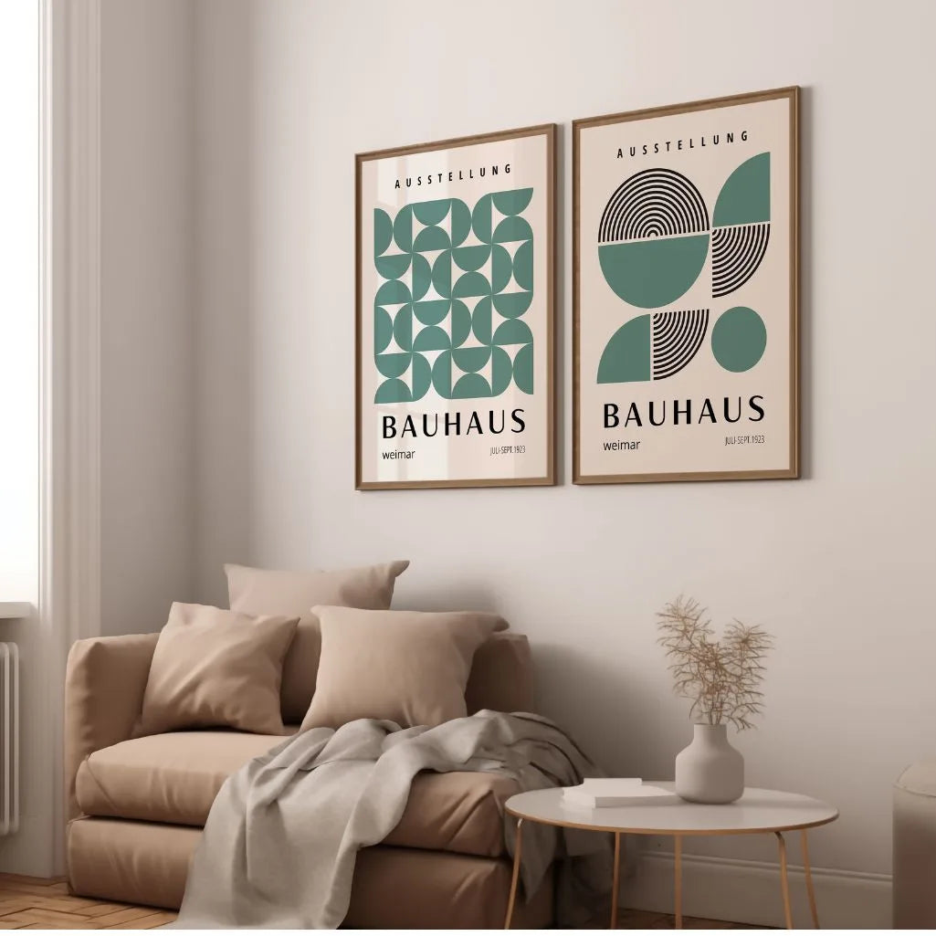 bauhaus mint poster set 2 gallery wall decor