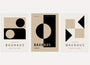bauhaus weimar poster set of 3 deep black warm beige geometric wall art