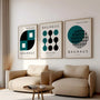 light green and black bauhaus wall art set in modern minimalist living room
