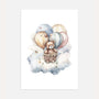 bear in basket with balloons poster kids wall art