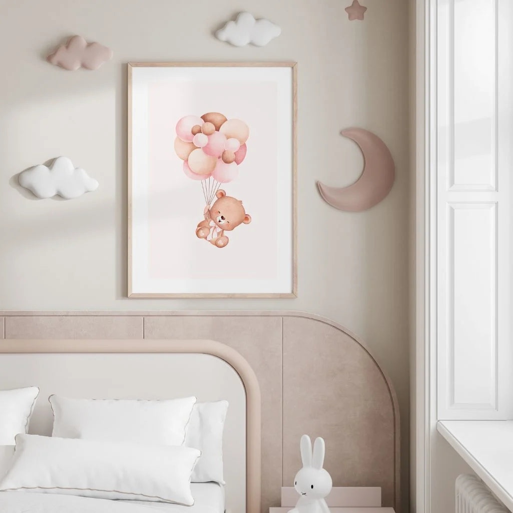 bear balloons poster kids bedroom wall art