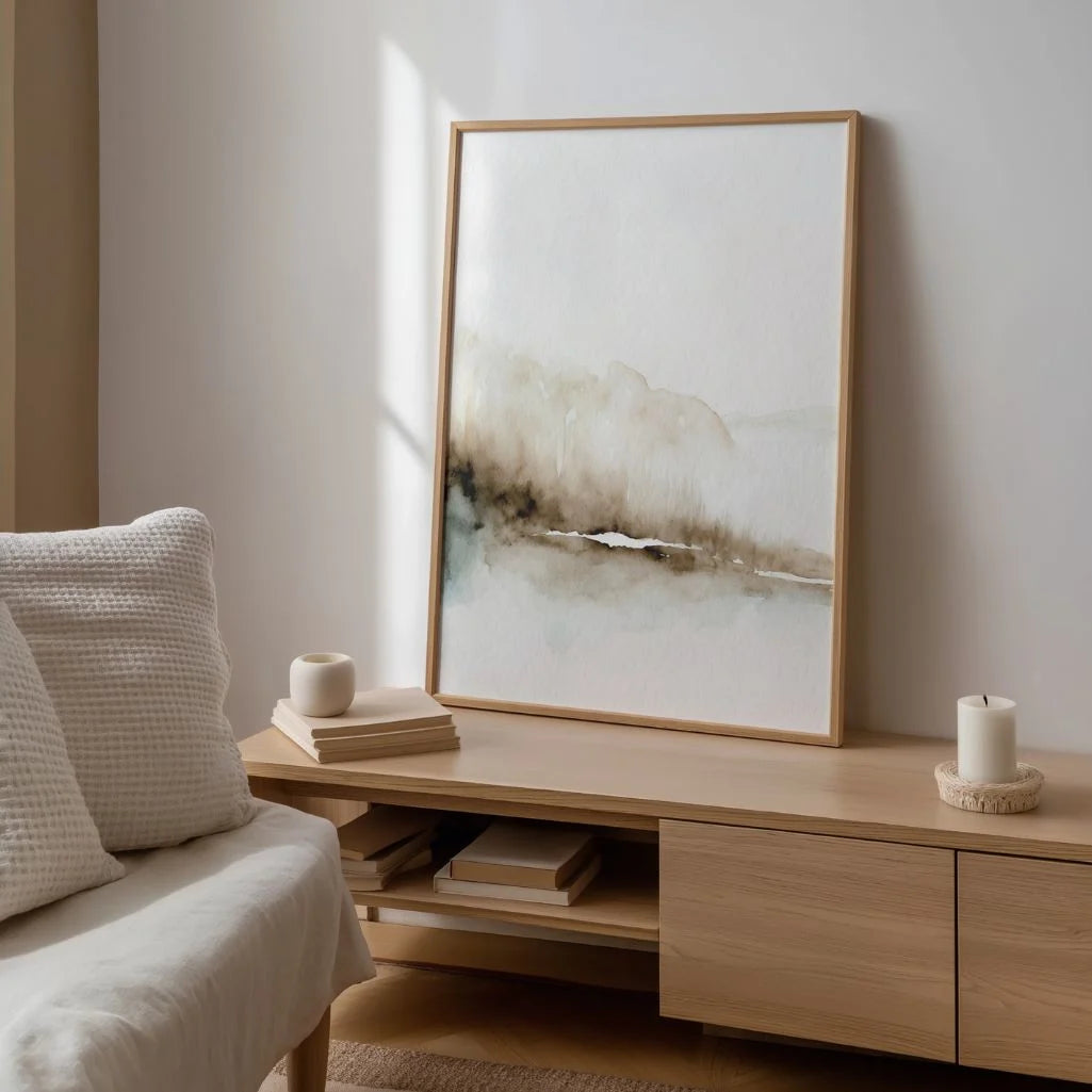 beige abstract poster gallery wall neutral interior decor