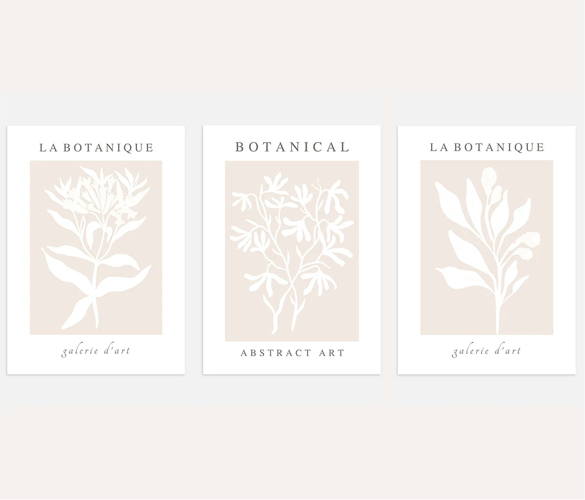 beige botanical poster set wall art for living room