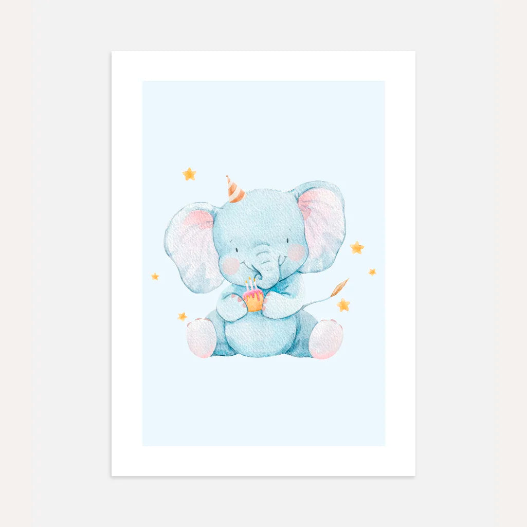 birthday elephant poster kids wall art