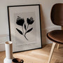 black floral poster on beige background living room wall decor