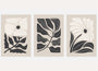 black graphic floral poster set beige background modern wall art
