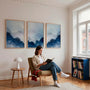 blue mountain poster set foggy landscape wall decor modern living room