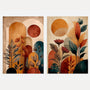 boho abstract botanical poster set with terracotta, beige and green tones wall art for modern interior
