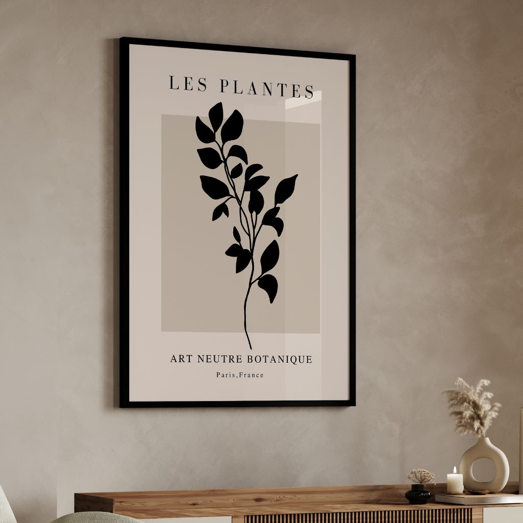 elegant botanical branch poster living room neutral decor
