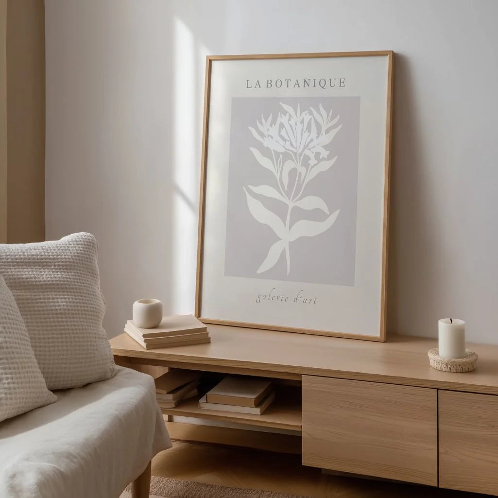 botanical poster gallery wall neutral composition  