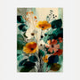 Sage green and yellow botanical floral poster with elegant flower wall art for modern bedroom decor