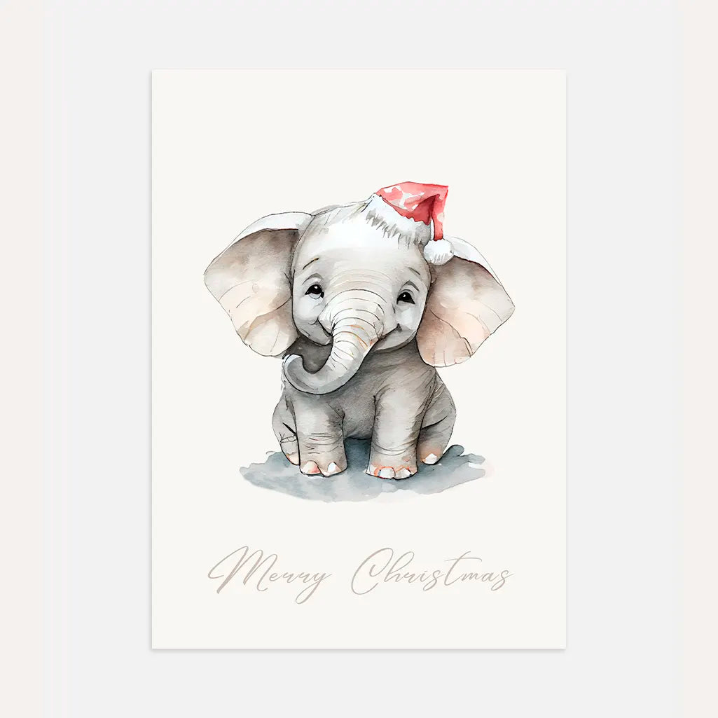 christmas baby elephant poster kids holiday wall art