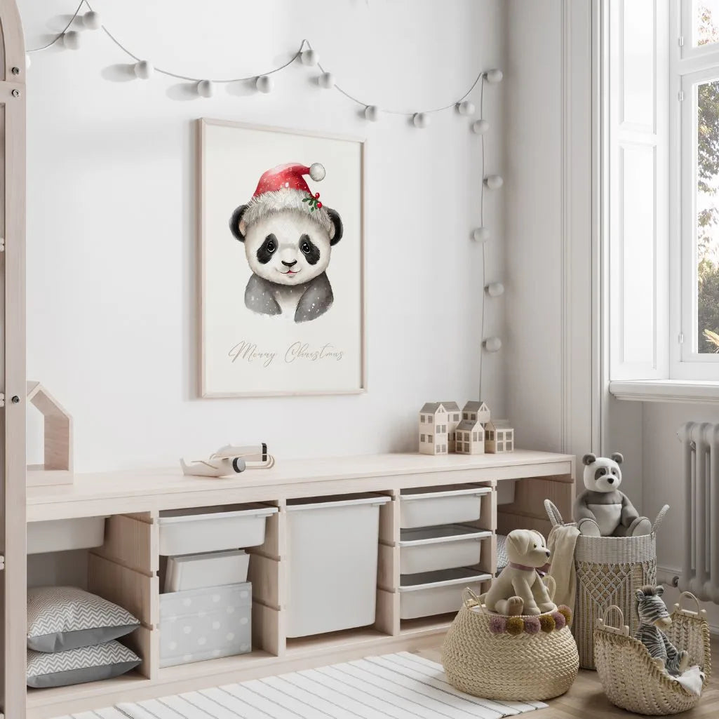 christmas panda poster kids bedroom festive wall art
