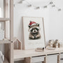 christmas raccoon poster kids bedroom festive wall art